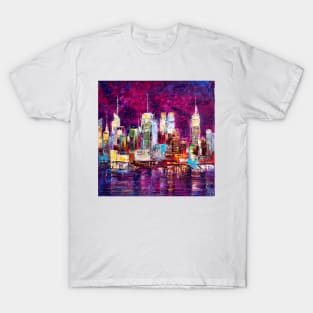 Purple Sky Over New York City T-Shirt